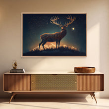 Load image into Gallery viewer, Deer made of stars, reflection stag, framed canvas print, unique wall art