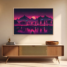 Load image into Gallery viewer, Cyberpunk Vancouver, Futuristic city skyline art, framed canvas print