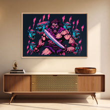 Load image into Gallery viewer, Barbarian pixel art, vaporwave RPG concept art, framed canvas print