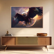 Load image into Gallery viewer, American Bald Eagle in Flight, watercolor, framed canvas print