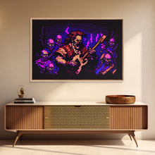 Carregar imagem no visualizador da galeria, Human bard pixel art, vaporwave RPG concept art, framed canvas print, synthwave tabletop art