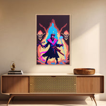 Carregar imagem no visualizador da galeria, Tabletop RPG pixel art, Human Necromancer Art, framed canvas print, framed game room decor