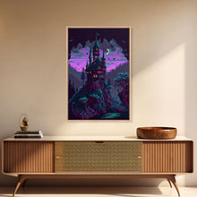 Carregar imagem no visualizador da galeria, Transylvania Art, Cool Medieval castle 8 bit pixel art, fantasy art, framed canvas print, Cool castle art