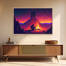 Carregar imagem no visualizador da galeria, Campfire Songs, Retrowave style art, framed canvas print, synthwave art