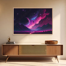 Carregar imagem no visualizador da galeria, Alien Planet Fantasy Landscape Mountains Pink Voilet Fine Art Print, Wall Art Print, Wall Poster, Wall Décor