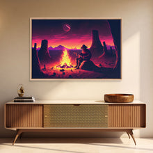 Carregar imagem no visualizador da galeria, Campfire Songs, Retrowave style art, framed canvas print, synthwave art