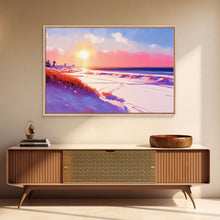 Load image into Gallery viewer, Boho Style Whimsical Beach Art, Framed Canvas Print, Minimalist Modern Farmhouse Decor, Maine Beach Art