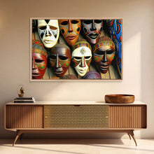 Carregar imagem no visualizador da galeria, African Traditional Masks Framed Canvas Wall Art | Canvas Print Decor for Home & Office Decoration I Ready To Hang Canvas