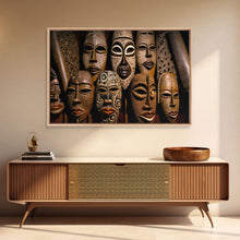 Carregar imagem no visualizador da galeria, African Traditional Masks Framed Canvas Wall Art | Canvas Print Decor for Home & Office Decoration I Ready To Hang Canvas Print