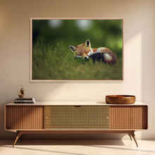 Cargar imagen en el visor de la galería, Cute Sleepy Fox Art, Animal Prints, Nature Art, Framed Canvas Print, Cute animal wall art, above sofa art
