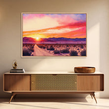 Load image into Gallery viewer, Arizona Desert at Sunset, Dirt Road, Framed Canvas Print, Colorful Wall Art, Sofa Art
