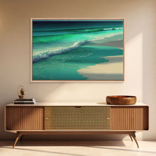 Carregar imagem no visualizador da galeria, Canvas Print, Painting of Emerald Green Waves, Framed Canvas Art