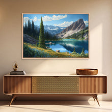 Carregar imagem no visualizador da galeria, Calm and Serene Landscape Painting, Framed Canvas Print, Canvas Art, Framed wall decor, living room wall art, Pine Tree Lake