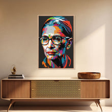 Load image into Gallery viewer, Notorious RBG, Ruth Bader Ginsburg Pop Art Portrait, Framed Canvas Print, Colorful Historic Figure Art