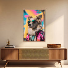 Load image into Gallery viewer, Dog With Shades, Pomeranian Wall Print, Dog Wall Art, Pink Shirt, Funny Wall Art, Framed Wall Art, Framed Canvas, Wall Print, Wall Canvas