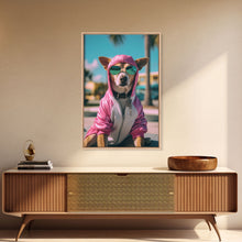 Load image into Gallery viewer, Dog Sunglasses, Pink Hoodie, Chihuahua Wall Print, Dog Wall Art, Funny Wall Art, Framed Wall Art, Framed Canvas, Wall Print, Wall Canvas