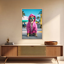 Cargar imagen en el visor de la galería, Chihuahua Wall Print, Copy of Dog Sunglasses, Pink Hoodie, Dog Wall Art, Funny Wall Art, Framed Wall Art, Framed Canvas, Wall Print