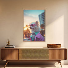 Cargar imagen en el visor de la galería, Chihuahua Wall Print, Dog Wall Art, Dog Sunglasses, Dog In Pink Jacket, Funny Art, Framed Wall Art, Framed Canvas, Wall Print, Wall Canvas