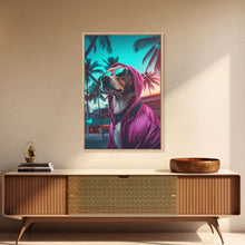Load image into Gallery viewer, Corgi In Hot Pink Hoodie Sunglasses Wall Print, Dog Portrait, Dog Art Print, Framed Wall Art, Framed Canvas, Wall Print, Wall Canvas
