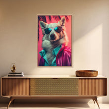 Cargar imagen en el visor de la galería, Corgi In Pink Suit Sunglasses Wall Print, Dog Décor, Dog Art Print, Dog Portrait, Framed Wall Art, Framed Canvas, Wall Print, Wall Canvas