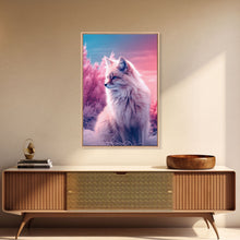 Load image into Gallery viewer, Arctic Fox Wall Print, Animal Art Print, Animal Portrait, Pink Art, Wildlife Art, Framed Wall Art, Framed Canvas, Wall Print, Wall Canvas