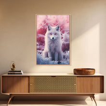 Load image into Gallery viewer, Arctic Fox Wall Print, Animal Art Print, Animal Portrait, Pink Art, Wildlife Art, Framed Wall Art, Framed Canvas, Wall Print, Wall Canvas