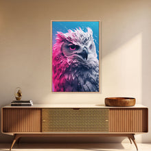 Load image into Gallery viewer, Bird Wall Print, Animal Art Print, Animal Portrait, Pink Art, Wildlife Art, Owl Art, Framed Wall Art, Framed Canvas, Wall Print, Wall Canvas
