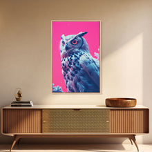Load image into Gallery viewer, Bird Art, Owl Wall Print, Animal Art Print, Abstract Art, Animal Portrait, Pink Art, Framed Wall Art, Framed Canvas, Wall Print, Wall Canvas