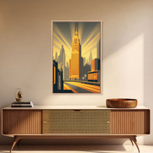 Load image into Gallery viewer, Art Deco Architecture, Framed Canvas Print, 1930s Style Art Deco City Skyline