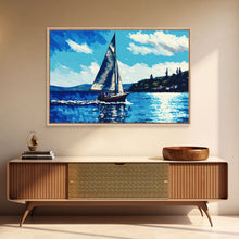 Carregar imagem no visualizador da galeria, Blue Sky and Blue Sea There's Nothing Else For Me, Framed Canvas Print, Oil Painting Style, Sailing / Sail Boat Art