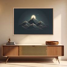 Load image into Gallery viewer, Black and Gold Art Deco Style Mountain landscape at Sunset, Framed Canvas Print, Large Format Wall Art, Huge Wall Decor