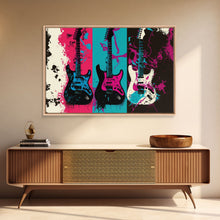 Load image into Gallery viewer, Electric Guitar Graffiti Punk Pop Art, Instrument Drawings, Framed Canvas Print, Pop Art, Splatter Art, Large Living Room Wall Decorr
