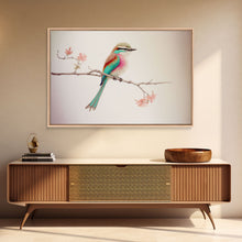 Cargar imagen en el visor de la galería, Colorful Oriole Bird On a Branch, Watercolor, Framed Canvas Print, Birdwatcher Art
