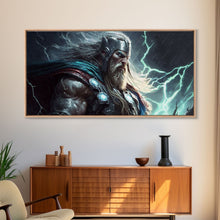 Load image into Gallery viewer, Thor God of Thunder, Framed Canvas Print, Norse Mythology Art, Fantasy Art
