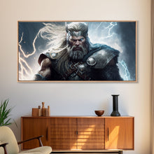 Load image into Gallery viewer, Thor Art, God of Thunder, Framed Canvas Print, Norse Mythology Art, Fantasy Art