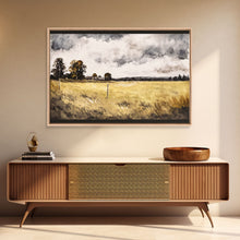 Load image into Gallery viewer, Early American Style Landscape Art | Primitive Farmhouse Decor | Framed Canvas Print | Wall Art | Wall Decor | Office Art | Muted Art