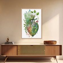 Carregar imagem no visualizador da galeria, Florapunk Heart, Anatomical Heart Painting Canvas Print, Watercolor Heart, Human Heart, Pond Heart, Marsh Painting, Waterlily, Lily pads