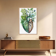 Carregar imagem no visualizador da galeria, Florapunk Heart, Anatomical Heart Painting Canvas Print, Watercolor Heart, Human Heart, Pond Heart, Marsh Painting, Waterlily, Lily pads