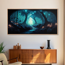Load image into Gallery viewer, Beautiful Fantasy Art, Framed Canvas Print, Moonlit Forest Floor Fantasy Concept Art