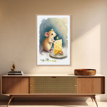 Load image into Gallery viewer, Cute mouse birthday party Watercolor Print, Mouse Art Painting, Framed Canvas Print, Cute mouse cartoon
