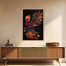 Load image into Gallery viewer, Phoenix In Flames, Retribution, Framed Canvas Print, The Phoenix, Framed Wall Art, Original Painting Phoenix, Fire Chicken