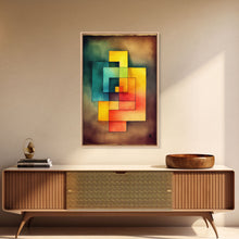 Load image into Gallery viewer, Framed Canvas Print Wall Art Set Color Blocks Abstract Shapes Illustrations Mid Century Modern Wall Art Boho Decor Abstract Wall Art