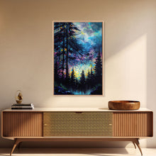 Carregar imagem no visualizador da galeria, Abstract Pine Canvas Print of Oil Painting, Large Original Textured Fall Pine Forest Painting Contemporary Living Room Wall Art Decor
