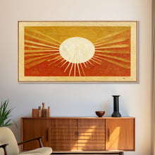 Carregar imagem no visualizador da galeria, Abstract Midcentury Modern Sunburst, Canvas Print, Art Deco Style wall art, sun with sun rays, sun burst, boho style, ready to hang