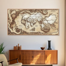 Carregar imagem no visualizador da galeria, Abstract fantasy world map, canvas print, middle earth style, wall art for nerds like me