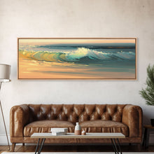 Load image into Gallery viewer, Panoramic Ocean Beach canvas prints Sea landscape Nautical photo Coastal canvas print Sea wave canvas Extra large wall art Ready to hang