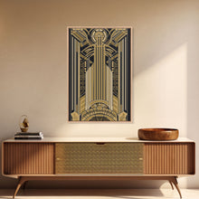 Load image into Gallery viewer, Art Deco Pattern Wall art - Framed Canvas Print - Art Deco - Gold & black art - Wonderful art - Lines art - Geometric art - Office wall art