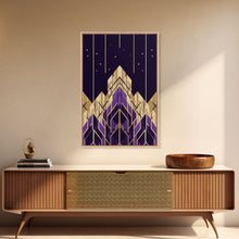 Load image into Gallery viewer, Art Deco Pattern Wall art, Framed Canvas Print, Art Deco, Gold & purple art, Canvas art, Abstract art, Office decor, Original painting