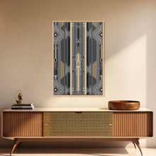 Load image into Gallery viewer, Art Deco Pattern Wall art - Framed Canvas Print - Art Deco - Abstract art - Gold & gray art - MCM Art - Original painting - Geometric art
