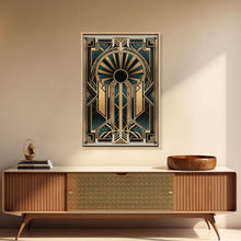 Carregar imagem no visualizador da galeria, Art Deco Wall art - Framed Canvas Print - Art Deco - Gold & green art - Living room art - Original painting - Art with frame - Wall decor